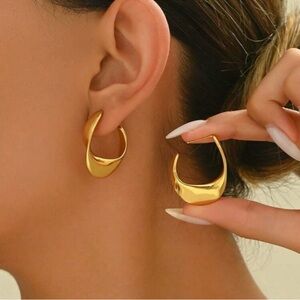 Gold Plated Stainless Steel Geometric Hoop Earrings